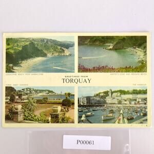 Vintage 1954 Postcard Torquay Devon England UK Harbour Oddicombe Beach Gardens